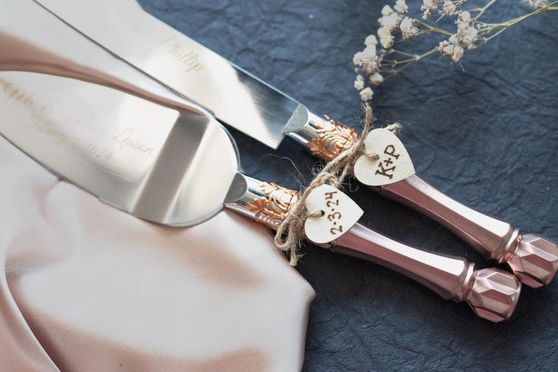 Personalized Wedding Cake Server Set: Engraved Stainless Steel Knife & Server immagine 19