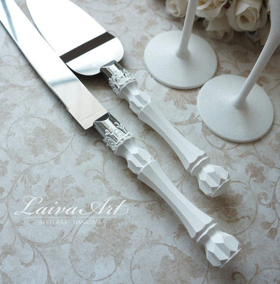  Wedding  Cake  Server Set  Knife  Cake  White Cutting Set  