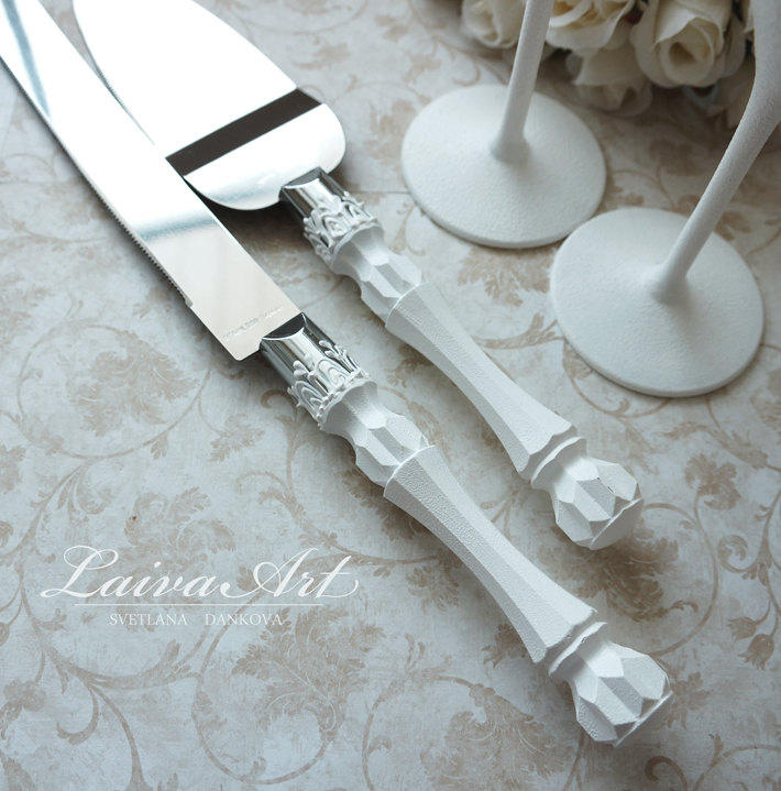  Wedding  Cake  Server  Set  Knife Cake  White Cutting Set  