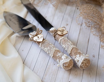 Rustic Wedding Cake Server Set & Knife Rustic Wedding Cake Server Country Wedding Burlap Wedding