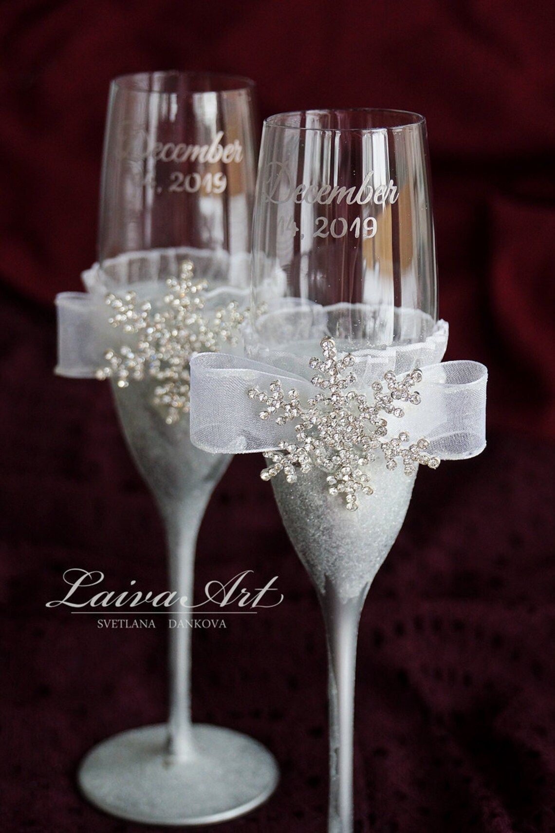 Silver Wedding Champagne Glasses Winter Wedding Champagne Etsy