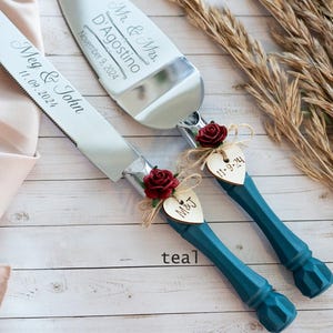 Personalized Wedding Cake Knife and Server Set: Laser Engraved Stainless Steel