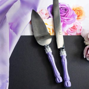 Personalized Wedding Cake Server Set: Engraved Stainless Steel Knife & Server immagine 13