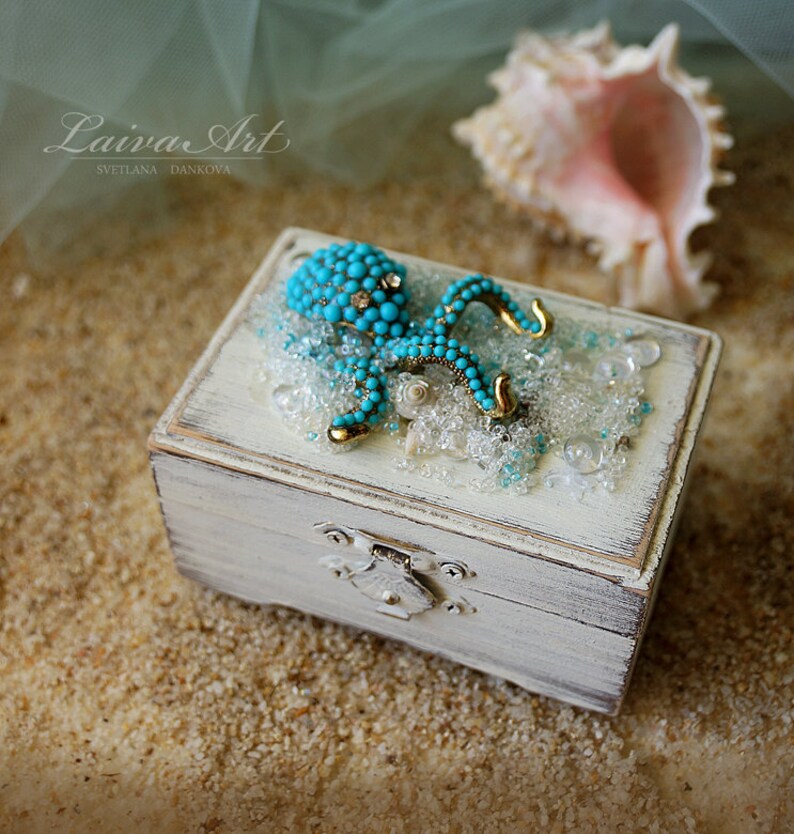 Beach Wedding Ring Box Custom Ring Box Rustic Ring Bearer Ring Box Personalized Box Beach Ring Box White Ring Box Beach Ring Bearer