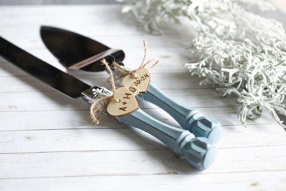 Navy Blue and Rose Gold Wedding Cake Server Set & Knife Cake Cutting Set  Wedding Cake Knife Set Wedding Cake Servers Wedding Cake Cutter 