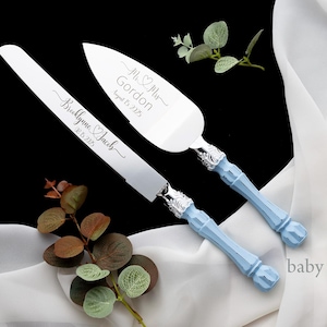 Personalized Wedding Cake Server Set: Engraved Stainless Steel Knife & Server immagine 18