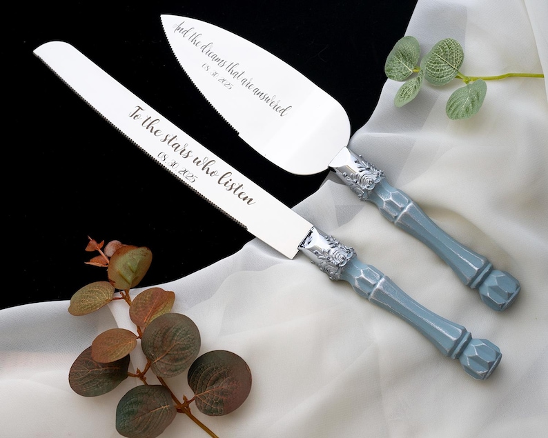 Personalized Wedding Cake Server Set: Stainless Steel Knife & Cutter image 18