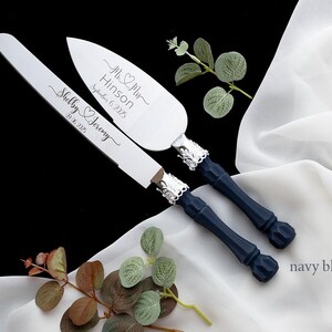 Personalized Wedding Cake Server Set: Engraved Stainless Steel Knife & Server immagine 15