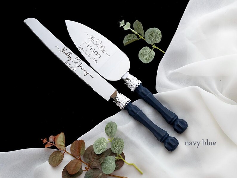 Personalized Wedding Cake Server Set: Engraved Stainless Steel Knife & Server immagine 15
