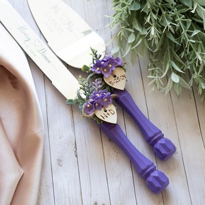 Lavender Cake Server Set: Wedding Cake Cutter and Knife