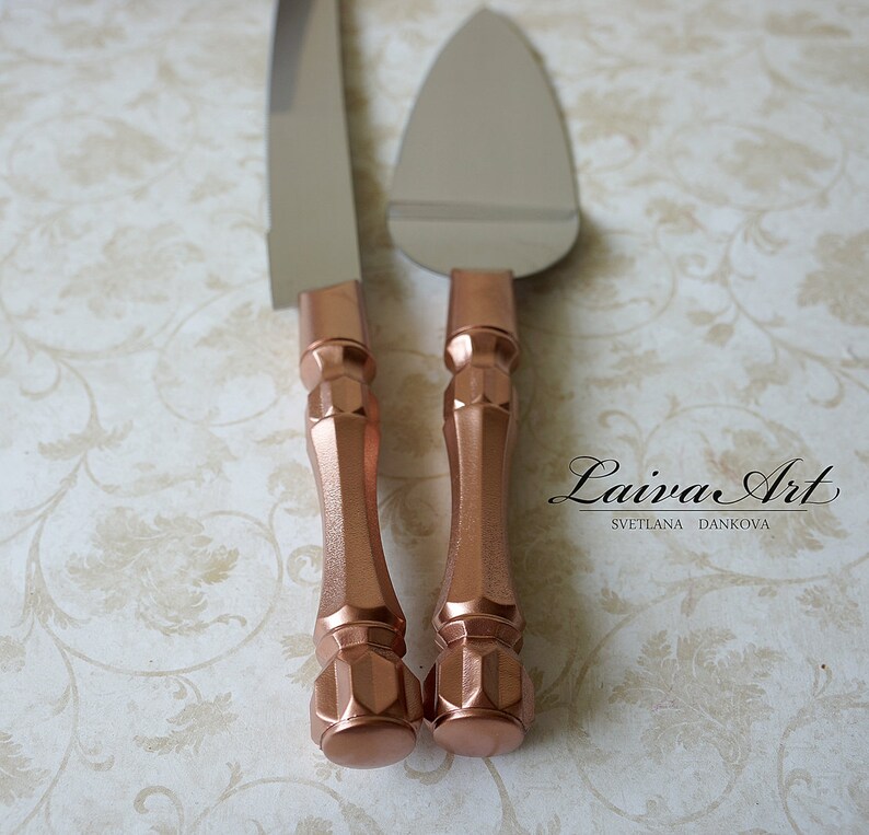 Personalized Rose Gold Wedding Cake Server Set & Knife Cake Etsy