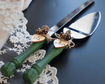 Rustic Wedding Cake Server Set & Knife Cake Cutting Set Wedding Cake Knife Set Wedding Cake Servers Wedding Cake Cutter Cake Decoration