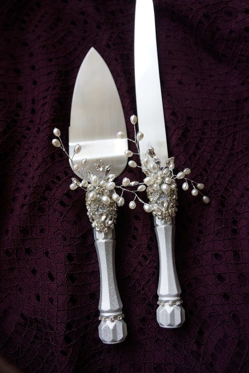Silver Wedding Cake Server Set & Knife Cake Cutting Set Etsy