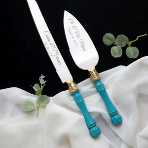 Personalized Wedding Cake Server Set: Stainless Steel Knife & Cutter image 20