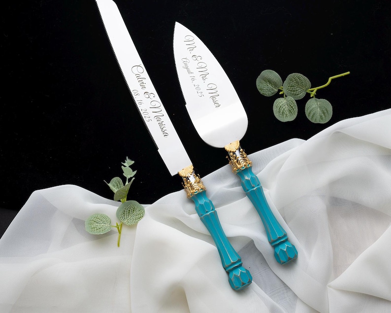 Personalized Wedding Cake Server Set: Stainless Steel Knife & Cutter image 20