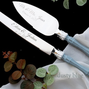 Personalized Wedding Cake Server Set: Engraved Stainless Steel Knife & Server immagine 6