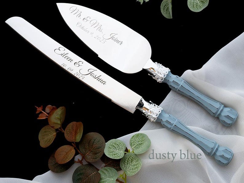 Personalized Wedding Cake Server Set: Engraved Stainless Steel Knife & Server immagine 6