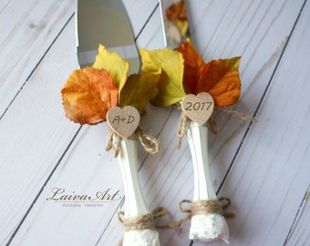 Fall Wedding Cake Server Set Knife Rustic Outdoor Holidays Barnyard Fall Wedding