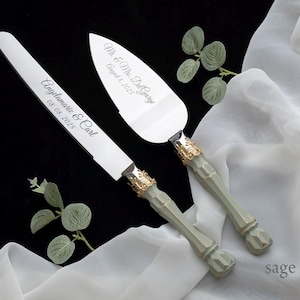 Personalized Wedding Cake Server Set: Stainless Steel Knife & Cutter image 1