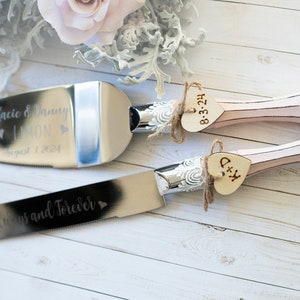 rustic wedding cake server set & knife