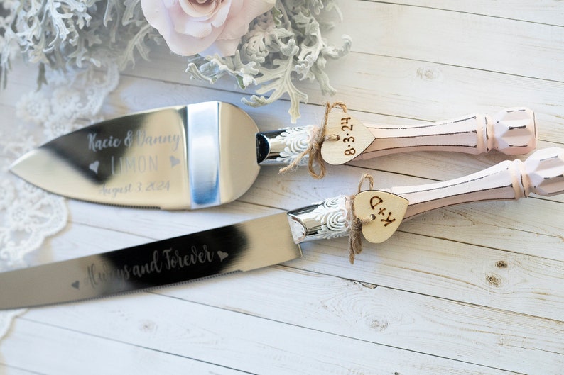 rustic wedding cake server set & knife