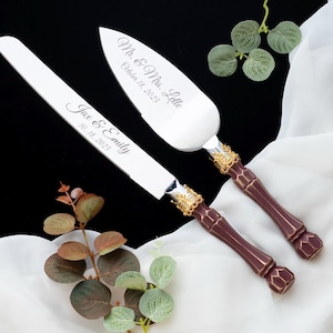 Personalized Wedding Cake Server Set: Stainless Steel Knife & Cutter image 5