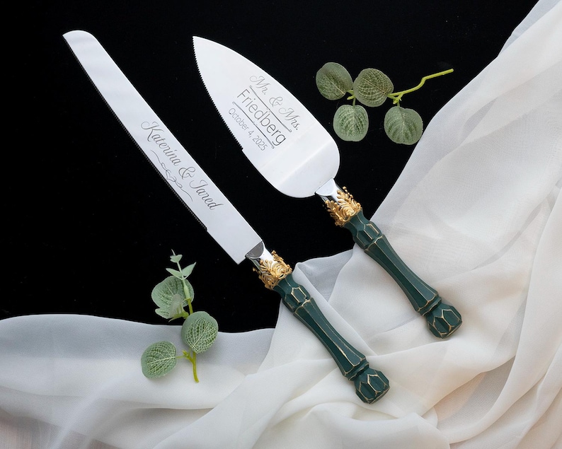Personalized Wedding Cake Server Set: Stainless Steel Knife & Cutter image 16