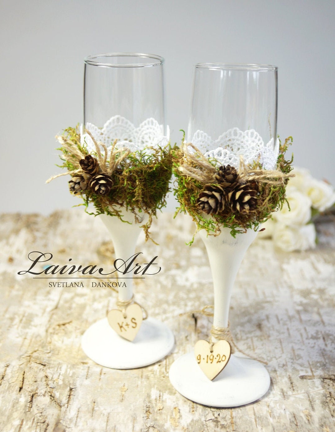 Rustic Wedding Champagne Flutes Wedding Champagne Glasses - Etsy Canada