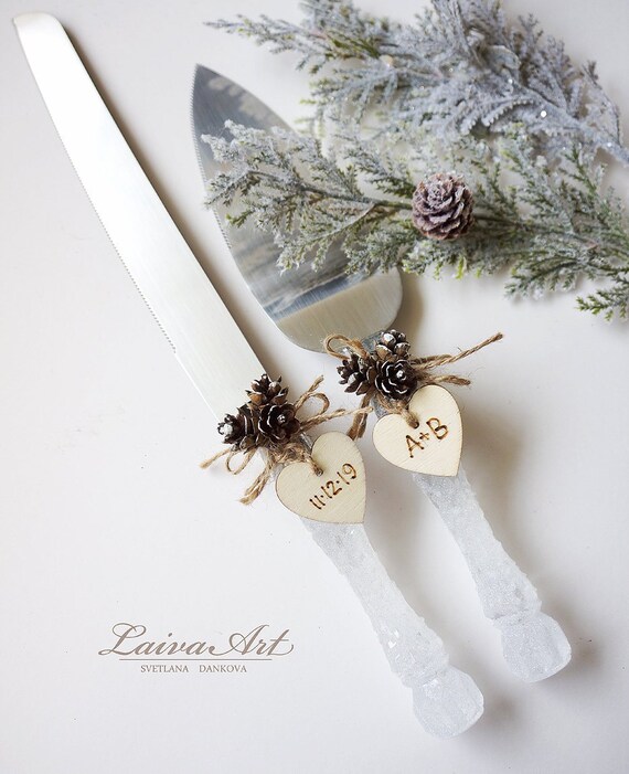 Winter Wedding Cake Server Set Knife Cake Cutting Set Etsy
