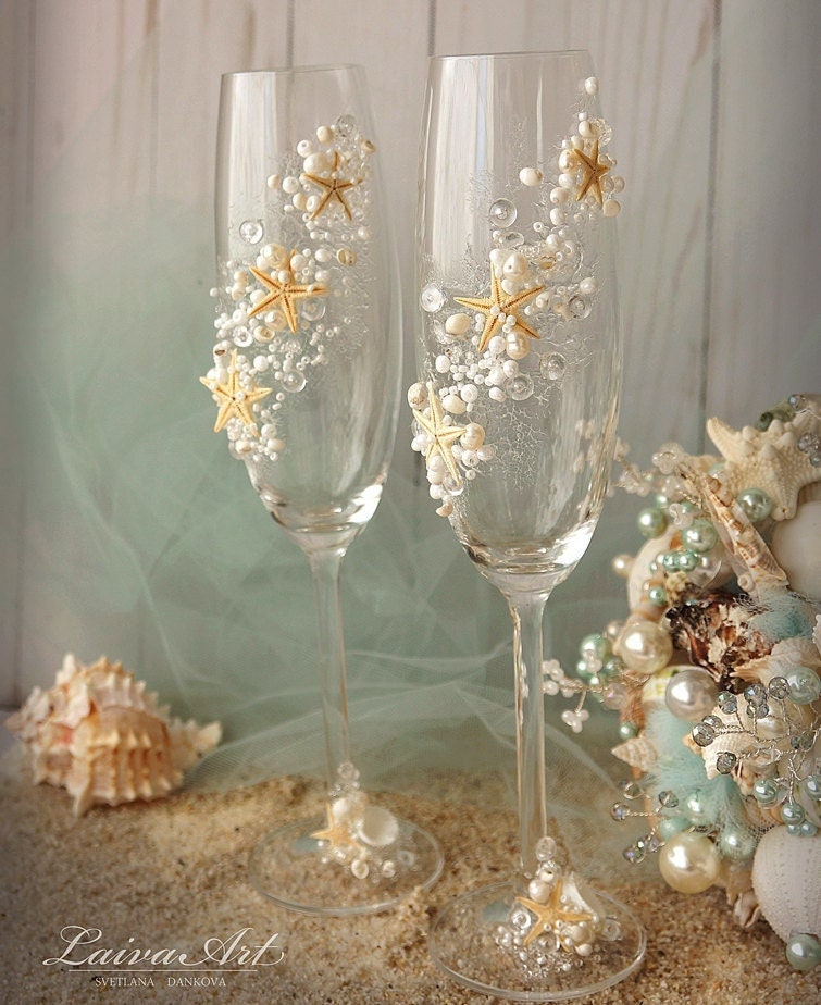 Personalized Beach Wedding Glasses Wedding Champagne Glasses - Etsy Israel
