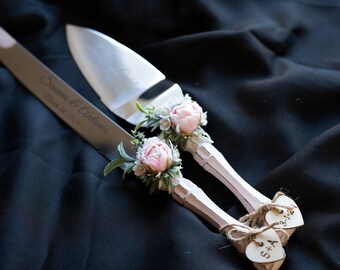 Wedding Cake Server Set & Knife Rustic Wedding Cake Cutting Set Wedding Cake Knife Set Wedding Cake Servers Wedding Cake Cutter