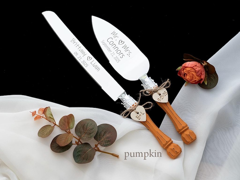 Personalized Wedding Cake Server Set: Engraved Stainless Steel Knife & Server immagine 16