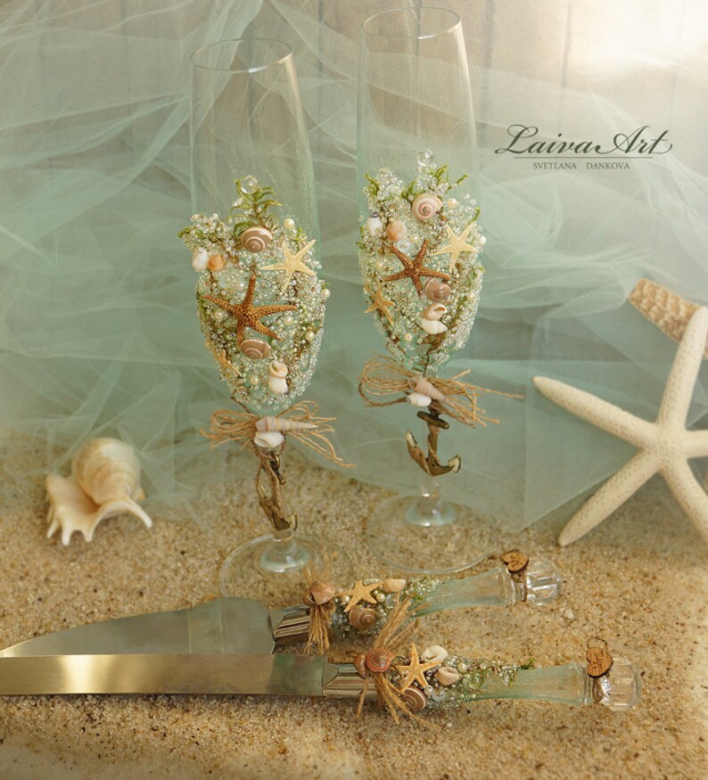 Beach Wedding Cake Server Set & Knife Cake Cutting Set Etsy