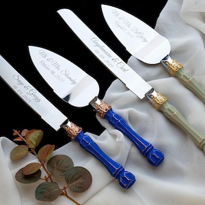 Personalized Wedding Cake Server Set: Stainless Steel Knife & Cutter image 6