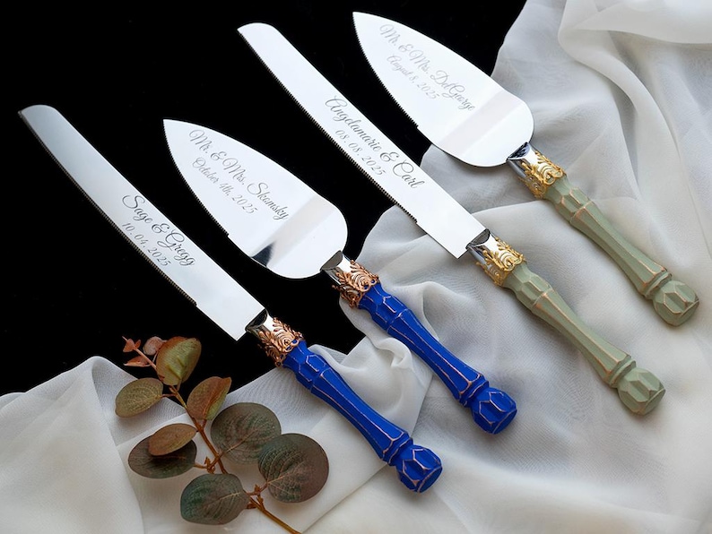 Personalized Wedding Cake Server Set: Stainless Steel Knife & Cutter image 6