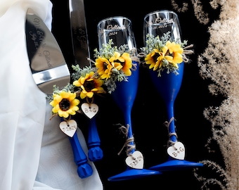 Sunflower Wedding Glasses Fall Wedding Champagne Flutes Fall Wedding Toasting Flutes Fall Wedding Glasses Thanksgiving wedding