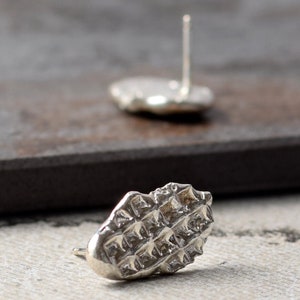 Organic Form Earrings, Textured Silver Earrings, Asymmetric Silver Stud Earrings, Organic Silver Earrings, Molten Silver Stud Earrings