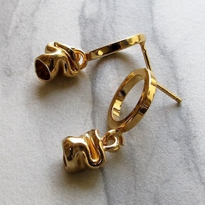 Melted Gold Statement Hoop Earrings, Liquid Earrings