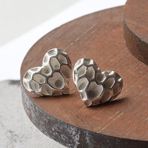 Geometric Stud Heart Earrings, Geometric jewelry, Geometric Silver Stud Earrings image 5