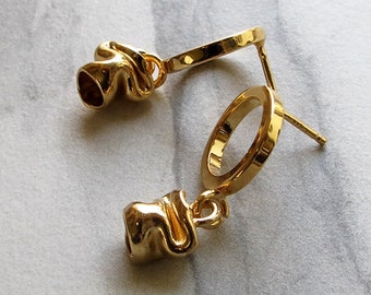 Geschmolzene Gold Creolen Ohrringe, flüssige Ohrringe