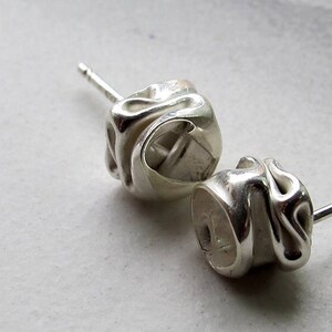 Charm Liquid Silver Stud Earrings image 4