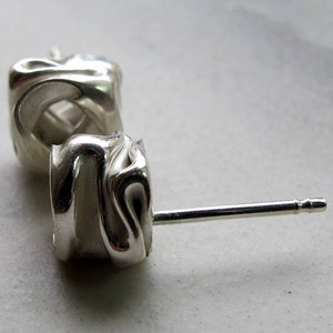 Charm Liquid Silver Stud Earrings image 5