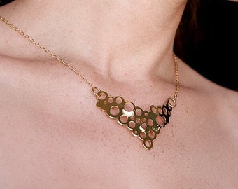 Geometric statement necklace gold, bridal statement necklace