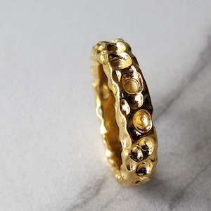 Women&#39;s Organic Handmade Gold Band Ring, Contemporary Wedding Bands