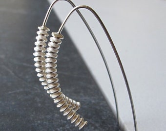 Sterling Silber Threader Hoop Ohrringe, Bogen Schmuck, Einzigartige Boho Style Schmuck, Einfache Hoop Ohrringe