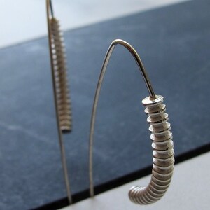 Sterling Silver Threader Hoop Earrings, Arc Jewelry, Unique Bohemian Jewelry, Thin Hoop Earrings