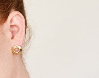 Geometric Stud Circle Earrings Every Day Earrings Open Circle Earrings