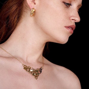 Architectural Necklace, Geometric Jewelry, Gold Statement Necklace