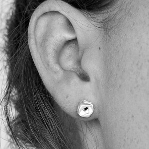 Charm Liquid Silver Stud Earrings image 2