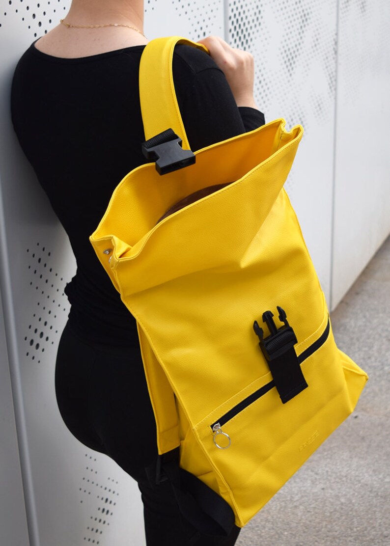 Yellow Backpack Backpack Purse Vegan Backpack Backpack Etsy